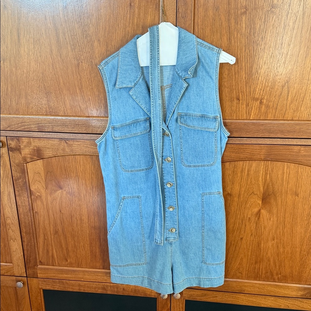 Faherty Light Blue Denim Romper